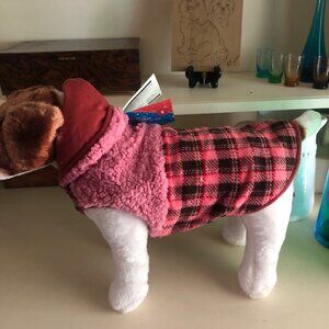 NWT Pet Dog Apparel Jacket Hooded Sweatshirt With Hood Pink Plaid Size: Medium